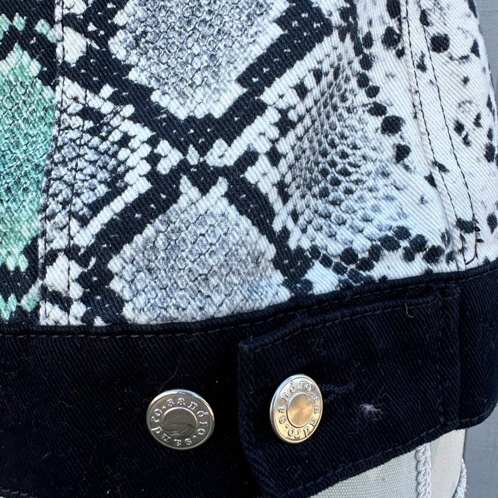 Sandro White Reptile Denim Vest - Picture 9 of 11